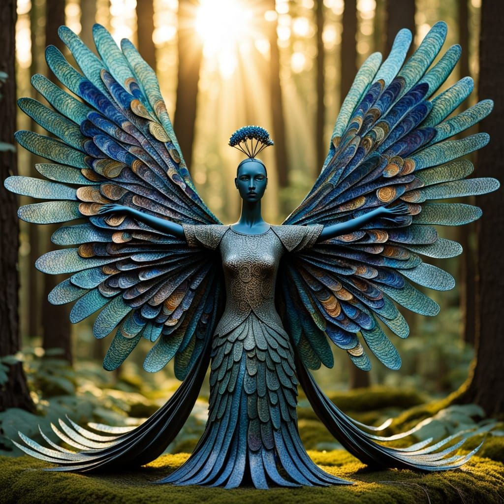 Surreal Winged Sculpture in Golden Period Style