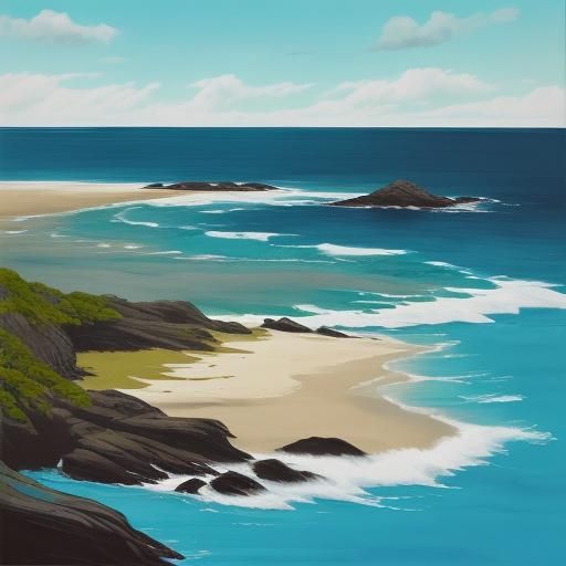 Seahorse Coiled Among Coral, Color Field Aesthetic