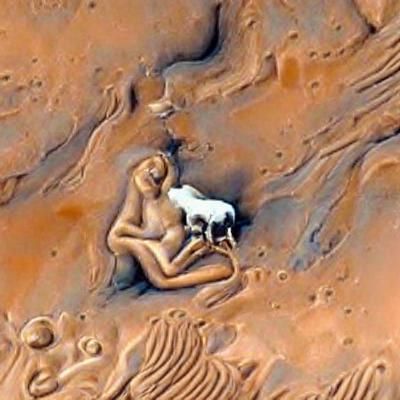 Surreal Breastfeeding Scene on Mars