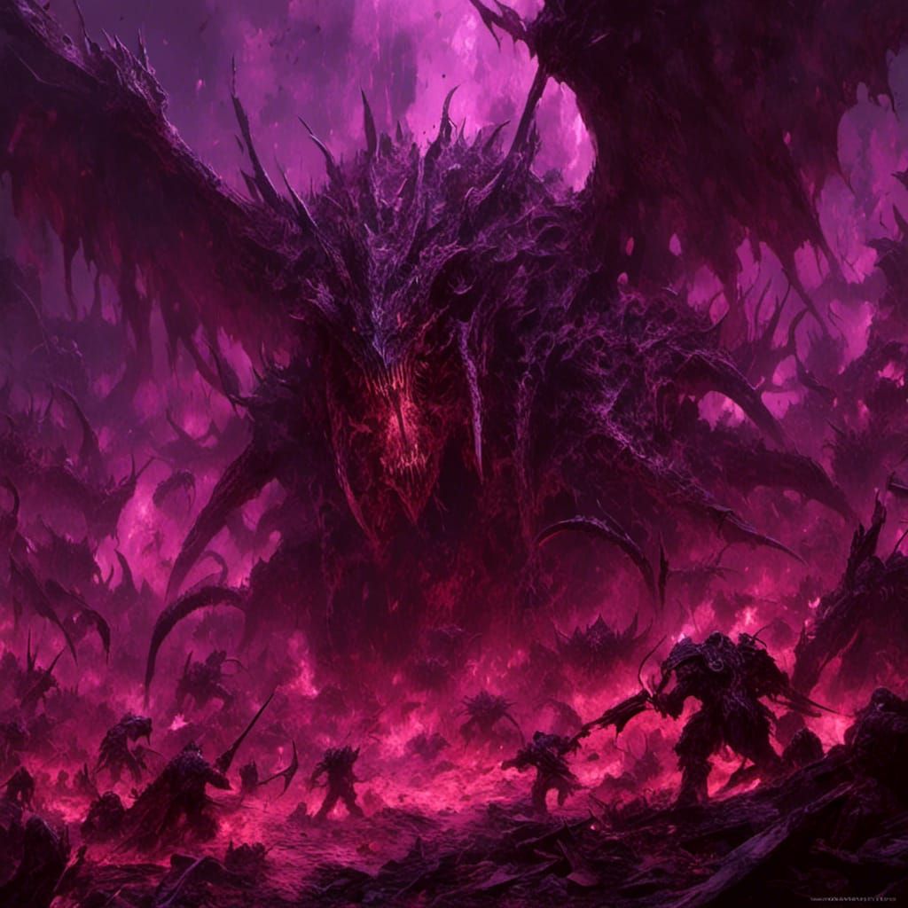 Grimdark Tyranid Horde on Desolated Battlefield