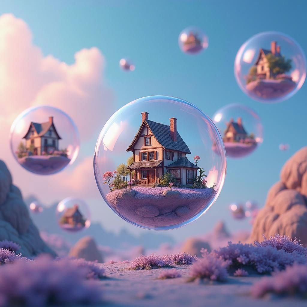 Miniature Cities in Transparent Bubbles: Matte Painting