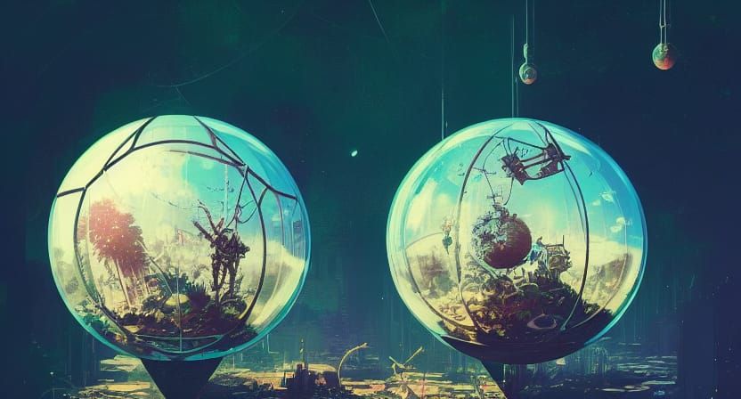 Terrarium Sphere: Intricate Pop Art Photography