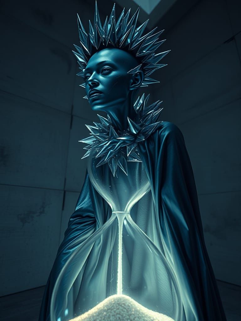 Surreal Metallic Figure in Biomechanical Style