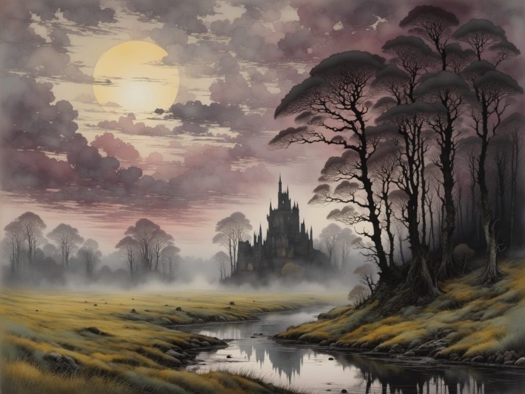 Majestic Castle Ruin Emerges in Vibrant Morning Light