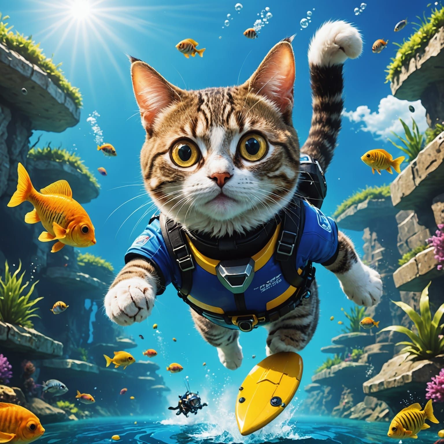 Dynamic Diving Cat in Hyper Rally Action