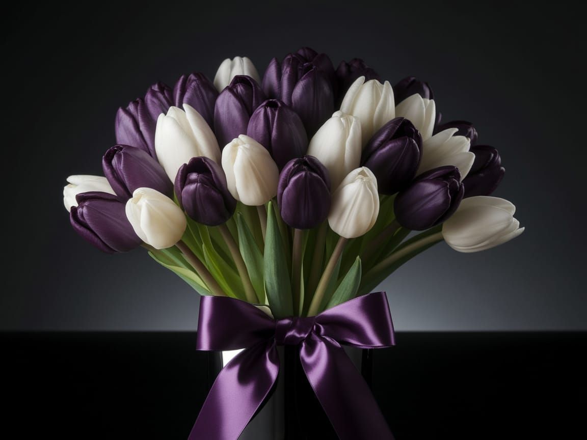 Luxurious Dark Purple Tulips in a Sophisticated Setting