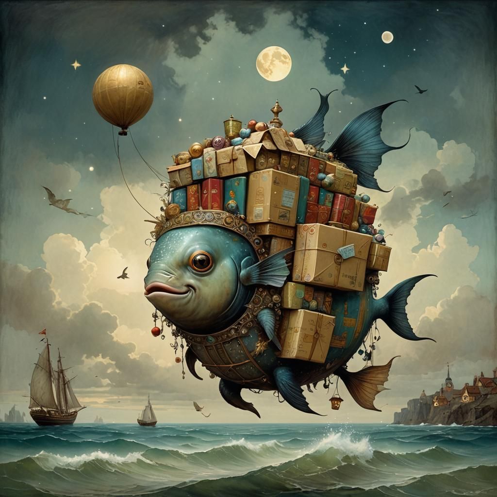 Moonfish Parcel Delivery in Klimt Style