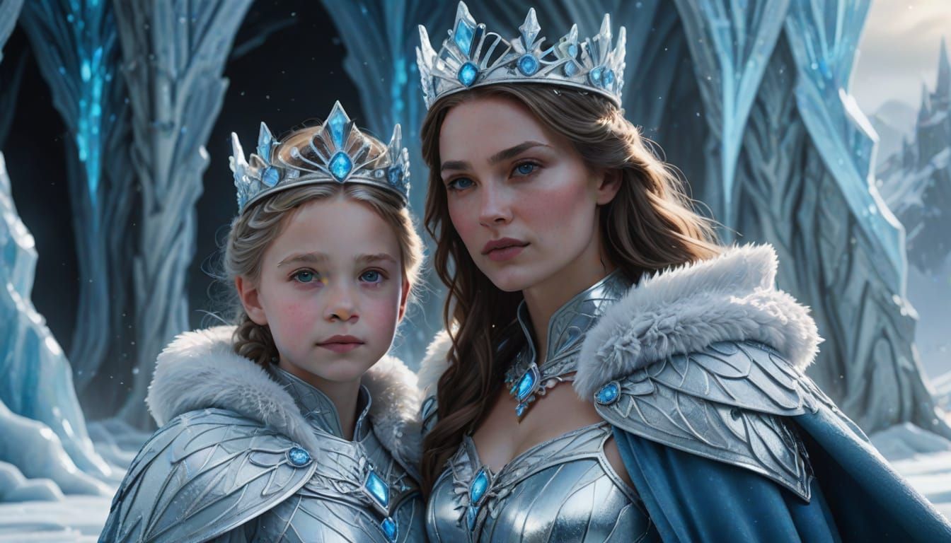 Icy Mother and Daughter in Regal Attire