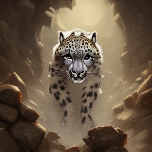 Elegant Snow Leopard in a Fantasy Art Style