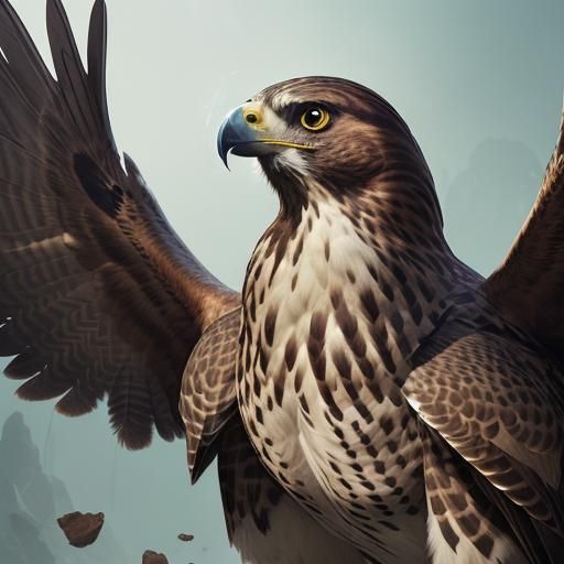 Hyperrealistic Falcon Portrait with Colorful Background