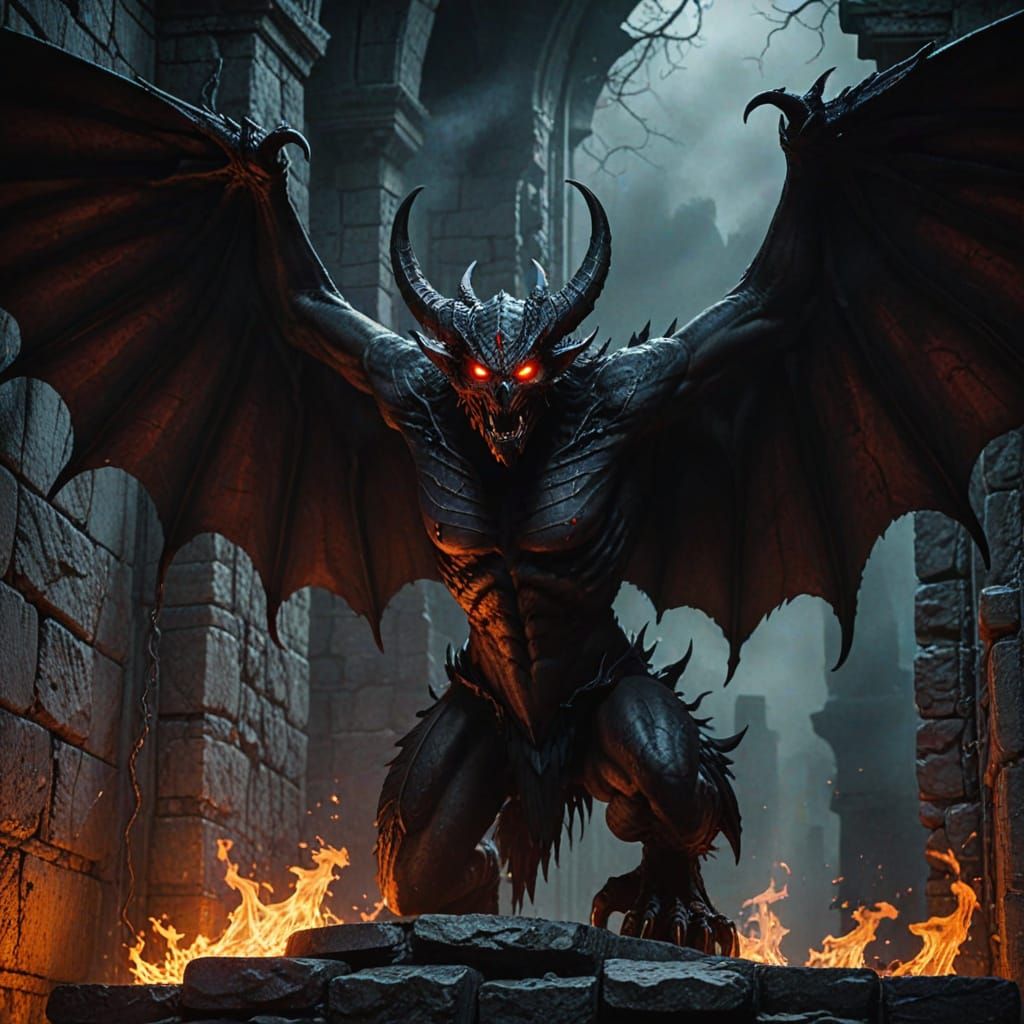 Powerful Demon Ascending in Dark Gothic Art