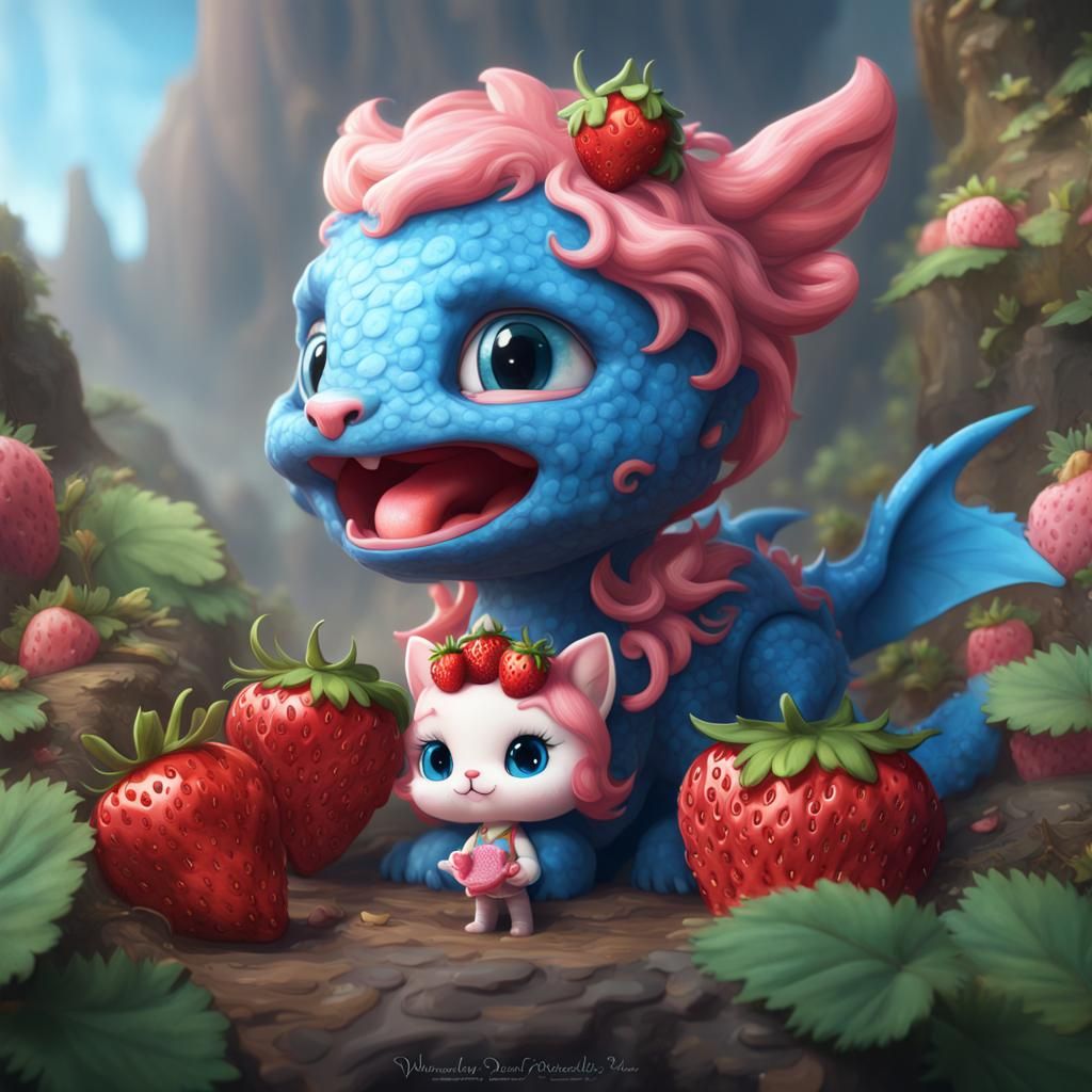 Strawberry Shortcake with Dragon and Kitty: Fantasy Concept ...