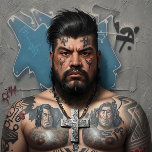 Catholic Saint Cholo in Lucian Freud Style