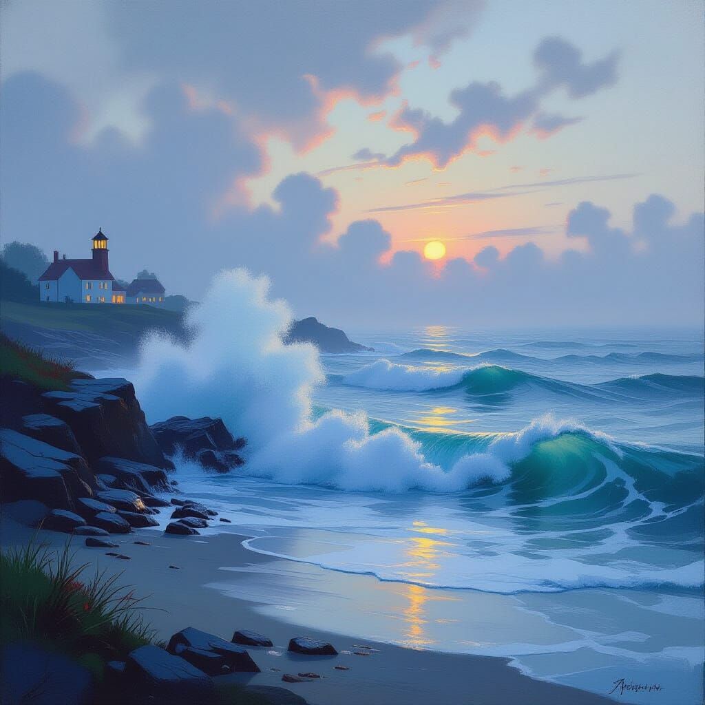 Isles of Shoals Coastal Scene, 19th Century Style