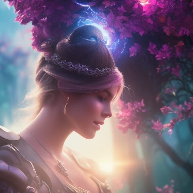 Amethyst Goddess Portrait in Anime Key Visual Style