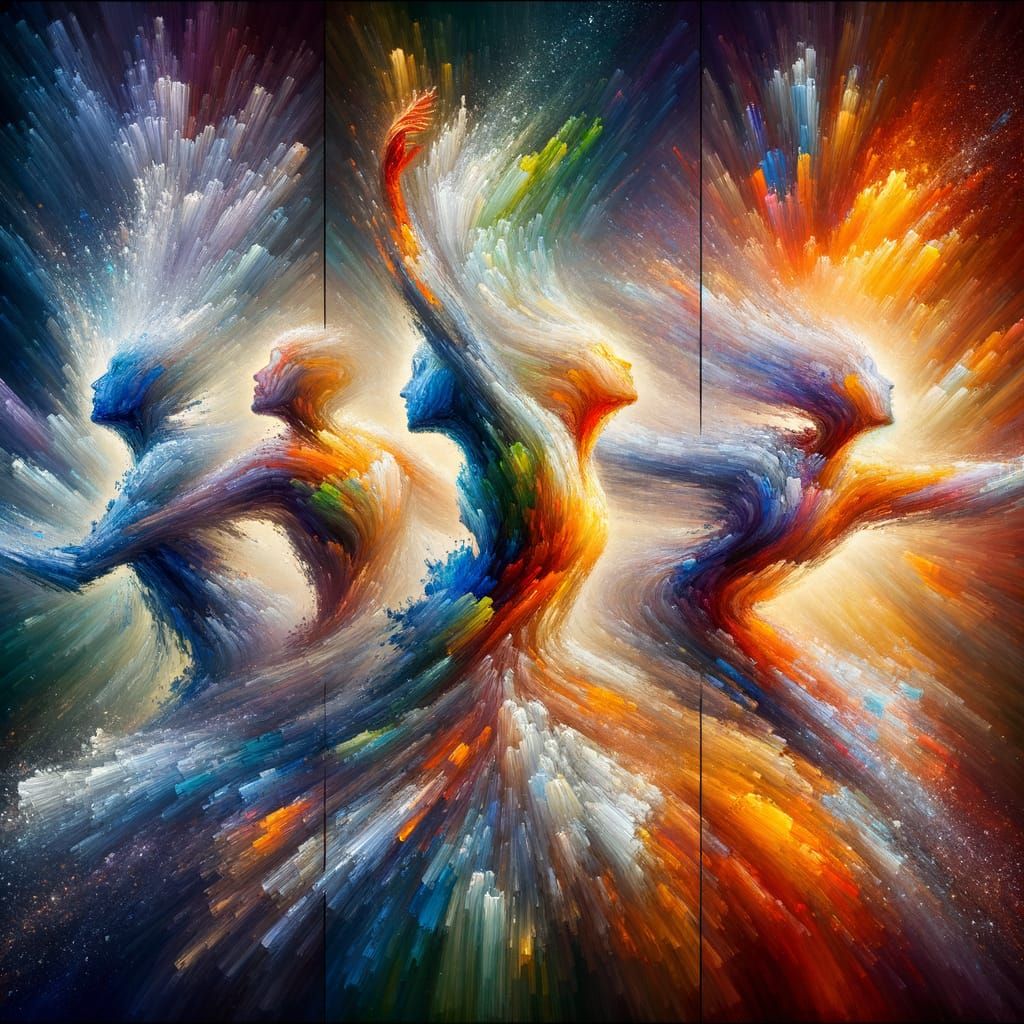 Epic Dance of the Four Elements in Vibrant Kinetic Expressio...
