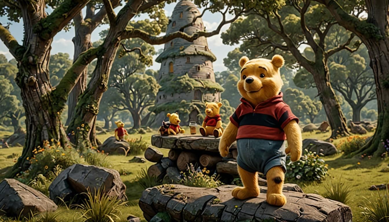 Winnie the Pooh Poodle at Beehive, Photorealistic