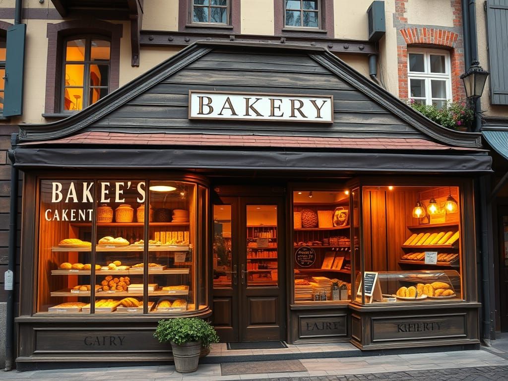 Inviting European Bakery Shop with Rustic Charm