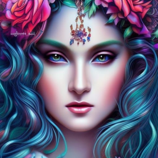 Magenta Woman Portrait in HDR Sci-Fi Style