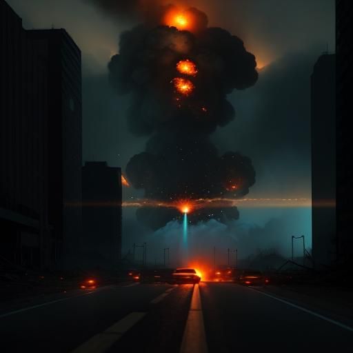 Starship Enterprise Crash on Highway: Cinematic Film Still