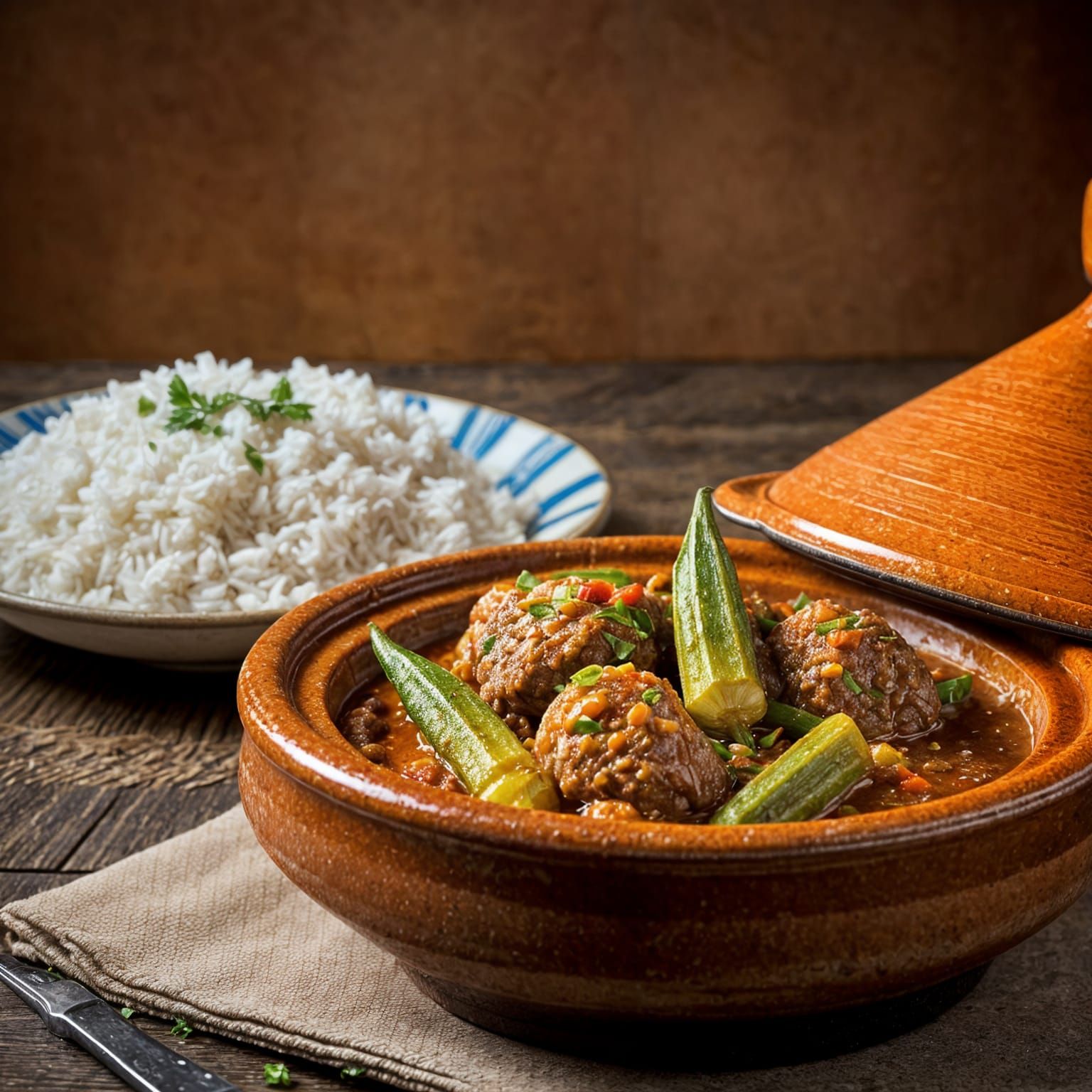 Cozy Okra Stew with Hearty Lamb and White Rice