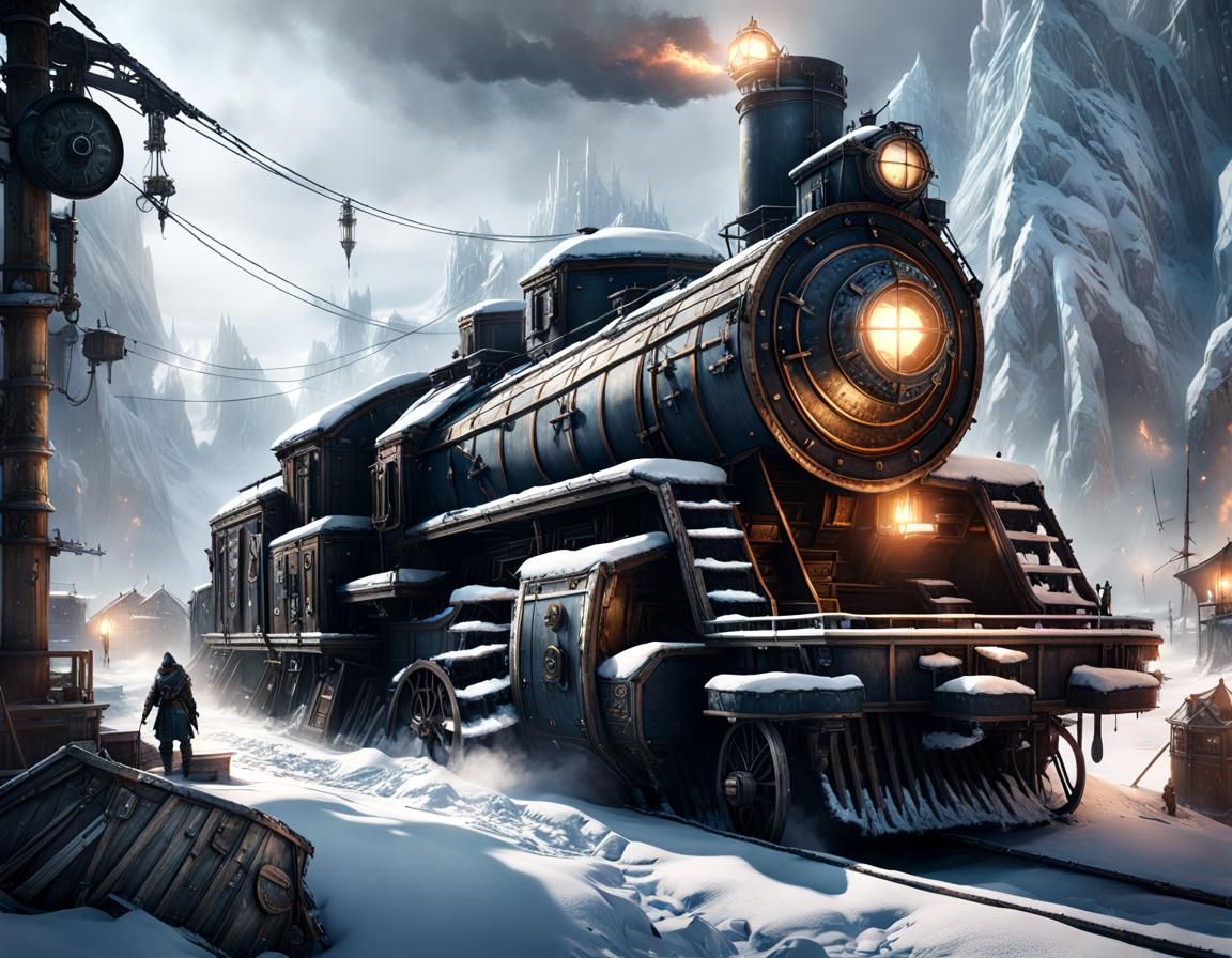 Steampunk City in Frozen Tundra: Post-Apocalyptic Concept Ar...