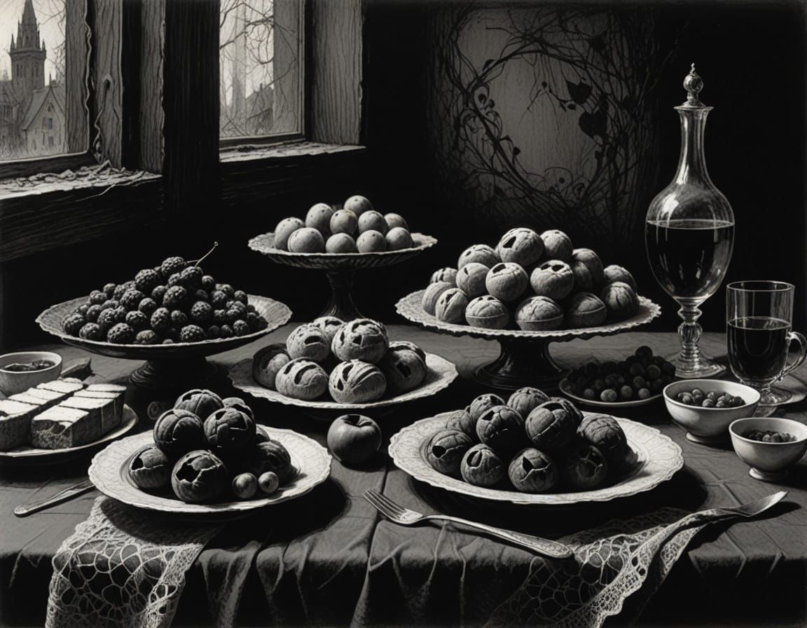 Intimate Breakfast Scene in Expressive Charcoal