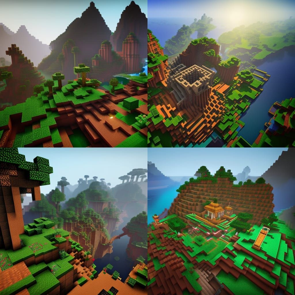 Detailed Minecraft Matte Painting in Fantasy Style