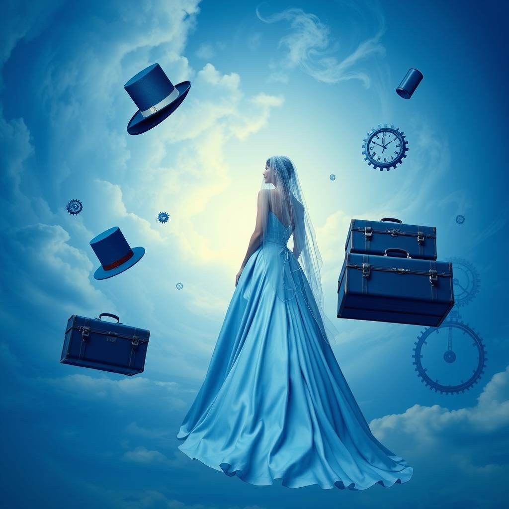 Surreal Blue Wedding in Dreamlike Sky