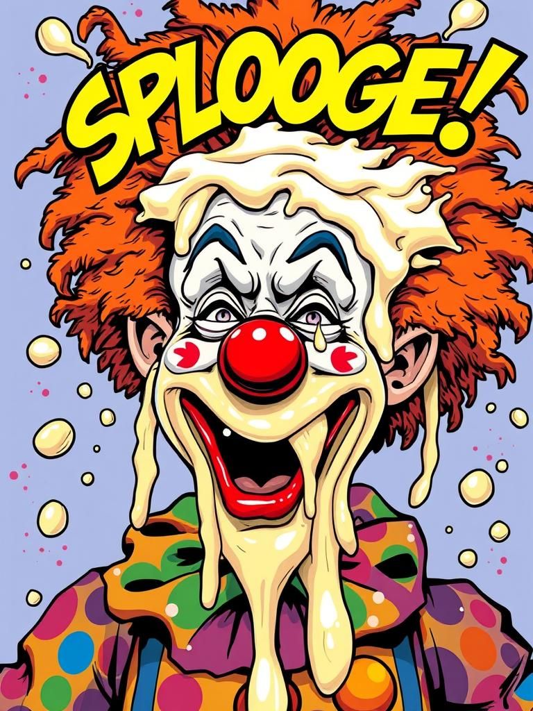 Clown Covered in Banana Cream Pie - Cartoon Style