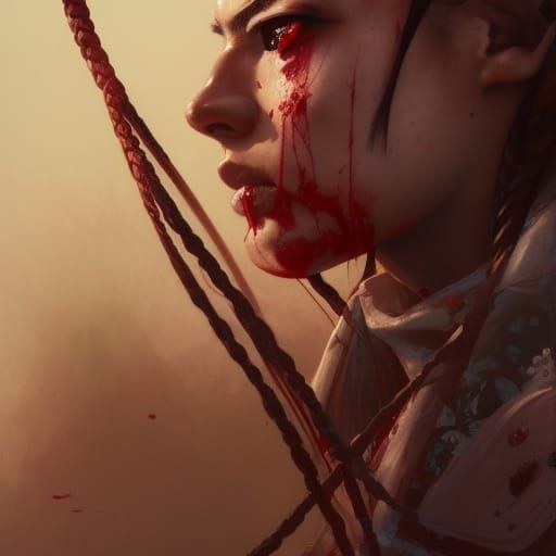 Samurai Portrait with Braided Hair in 8K Resolution