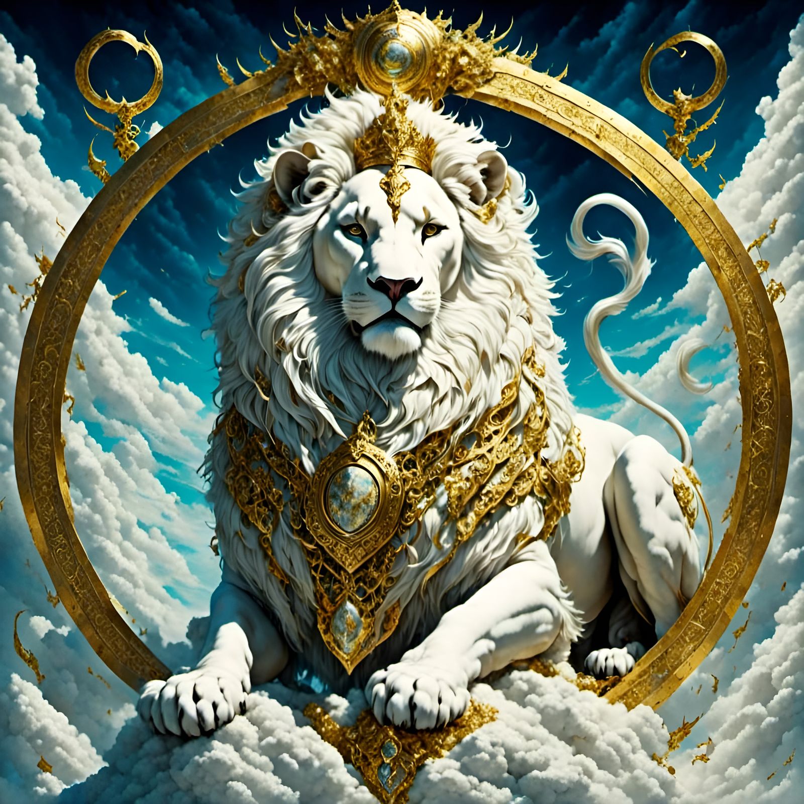 Golden Leo Zodiac Sign in Cartoon Art Style