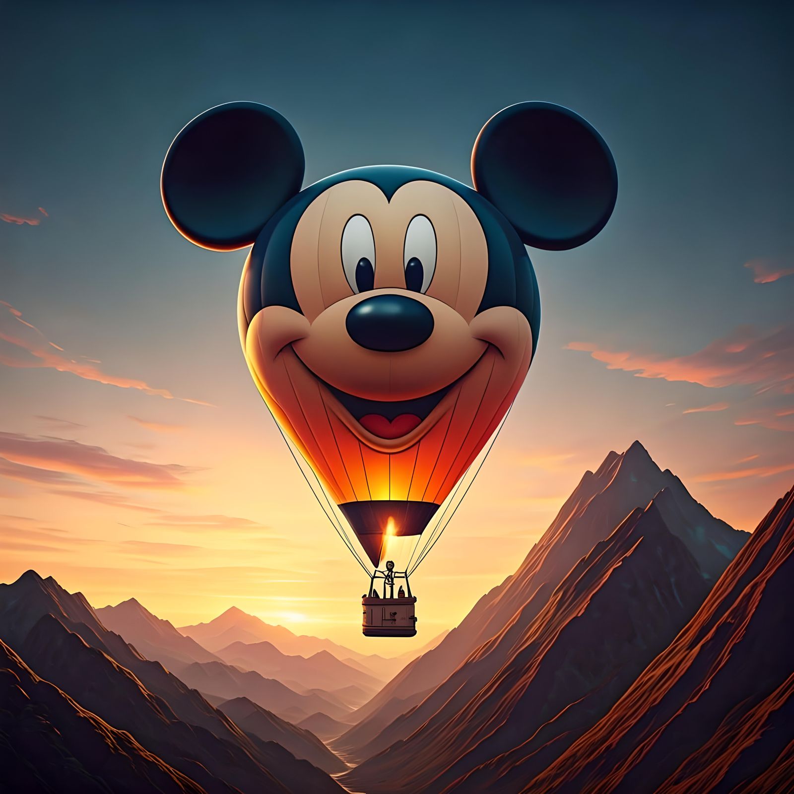 Mickey Mouse Hot Air Balloon in the Sky