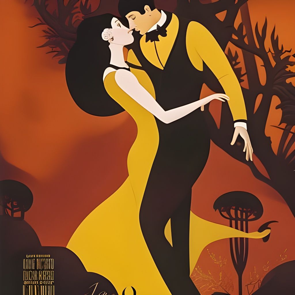 Passionate Tango in Moonlit Forest, Silhouette Animation