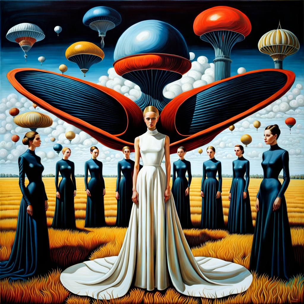 Surreal Alien Fashion Show in a Field