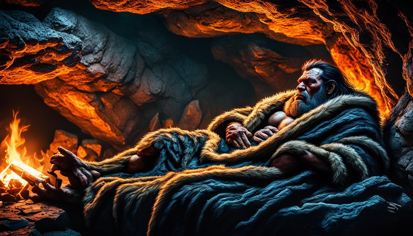 Neanderthal Warming His Feet