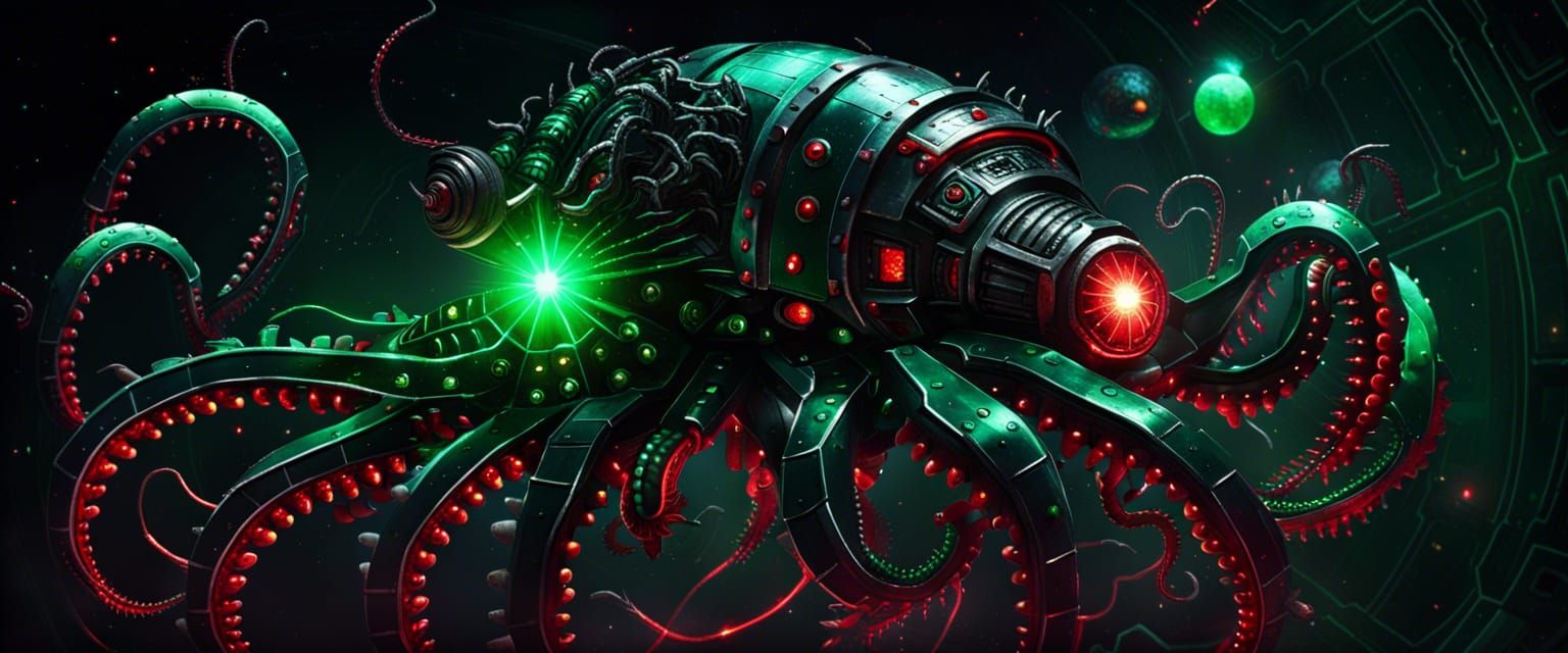 Cybernetic Space Kraken Attacks Space Station