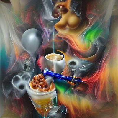 Airbrush Art of Coffee, Bongs, and Smoke in 8k