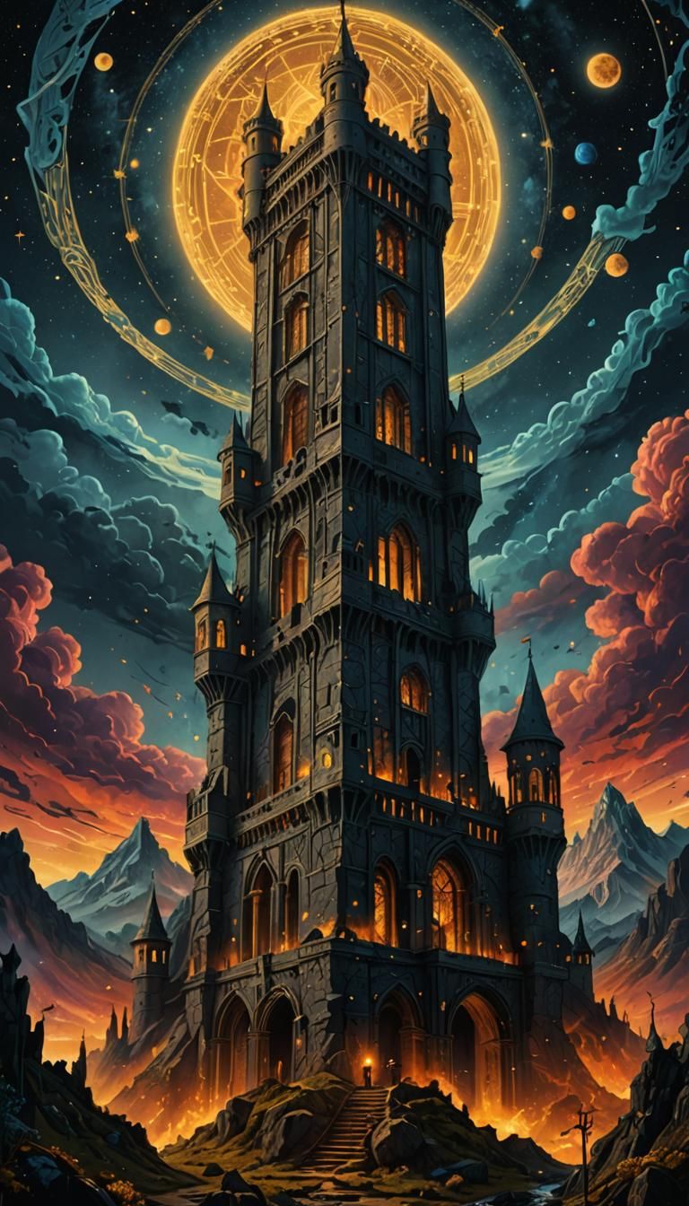 The Tower Tarot Card in Digital Matte Painting