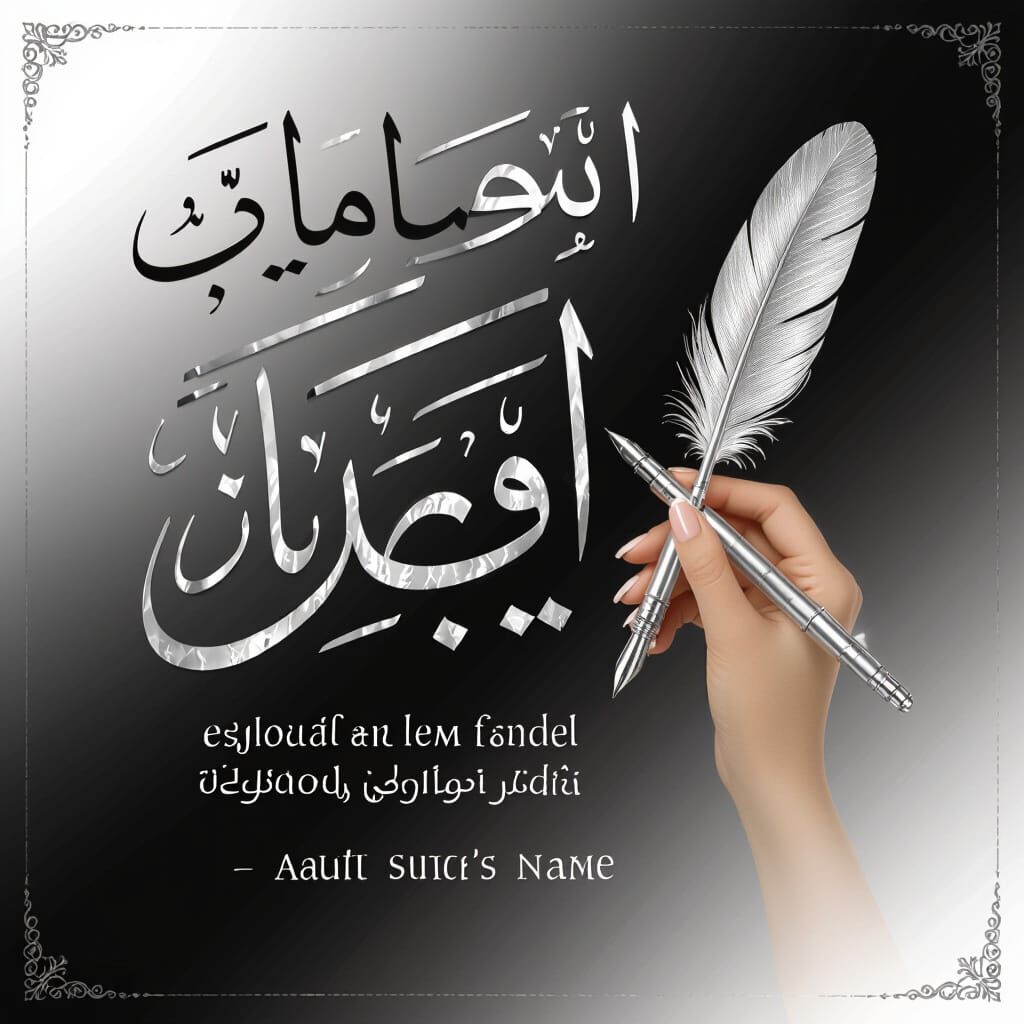 Elegant Woman with Silver Pen in Digital Art Style