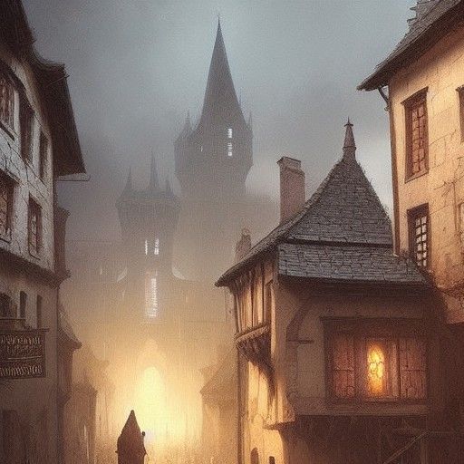Mystical Medieval Town in a Picturesque Style