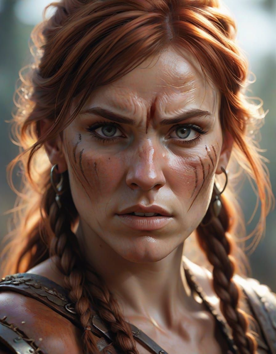 Sullen Barbarian Woman Character Concept Art