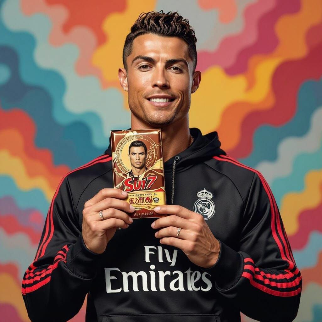 Cristiano Ronaldo with Sui Sports Chocolate Bar