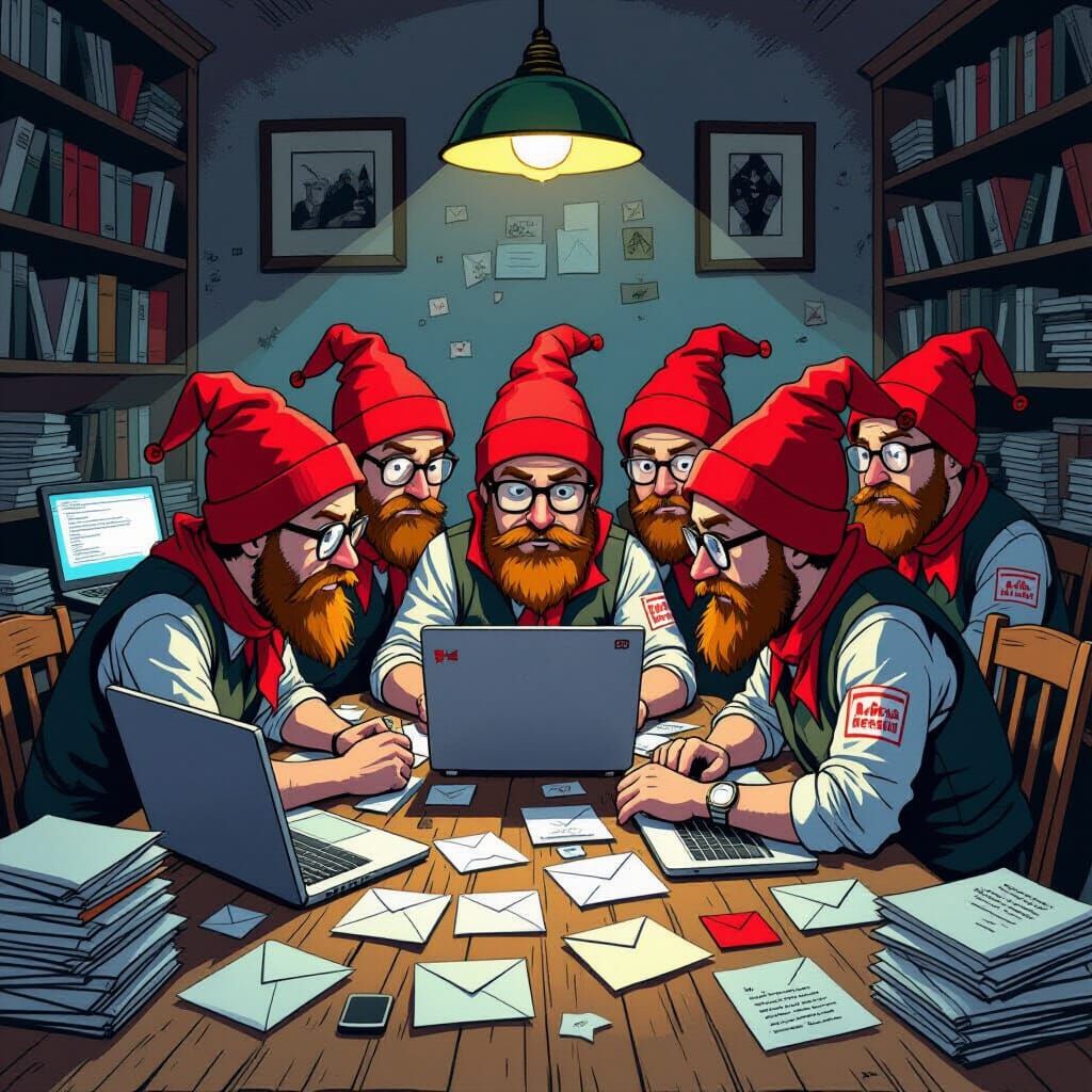 Satirical Cartoon of Activists Sending Denunciation Emails