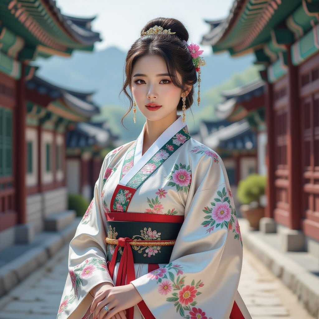 K-Pop Idol in Hanbok with Holographic Display