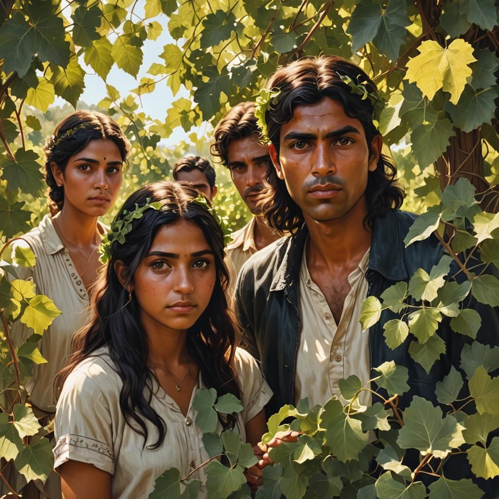Sad Girl and Serene Boy with Wine