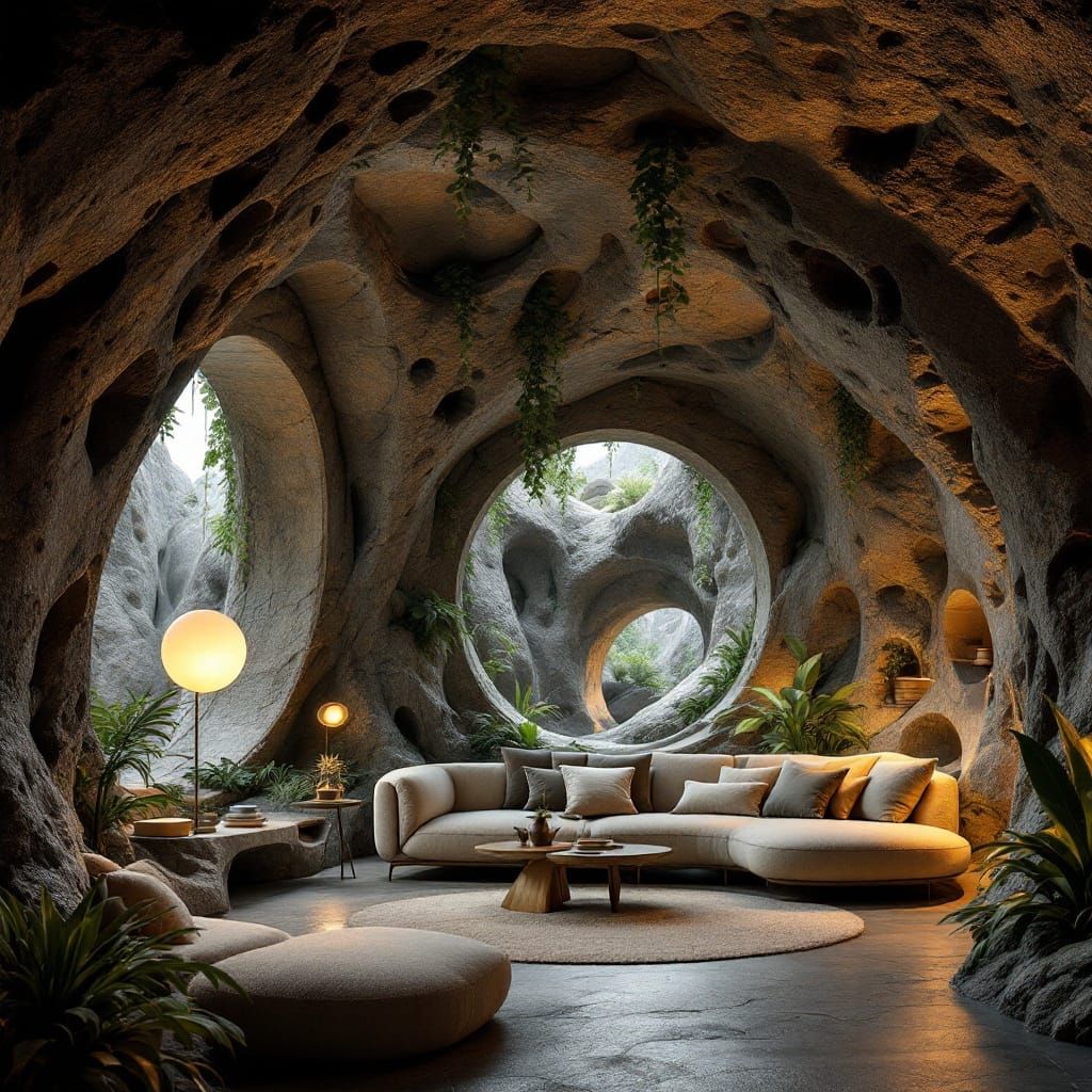 Modern Cave Dwelling with Futuristic Design