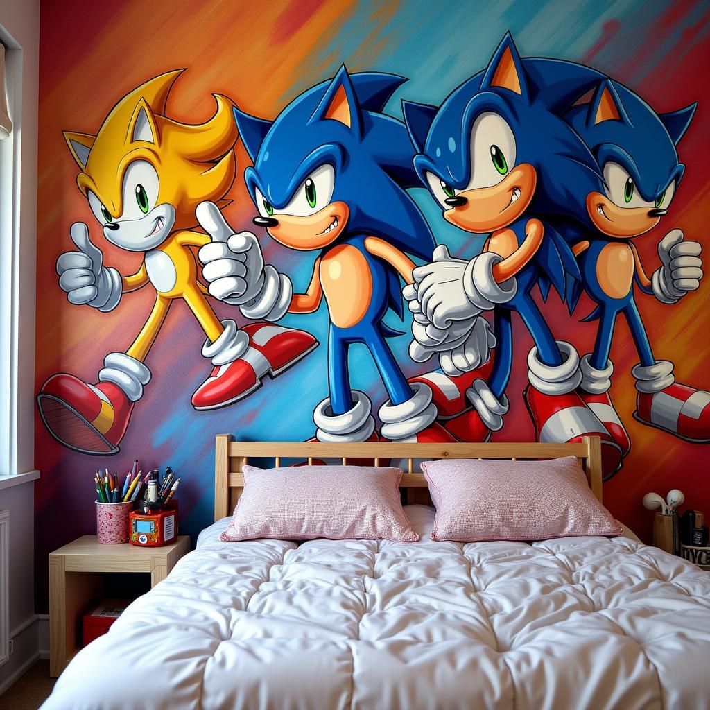 Sonic Prime Characters Mural in Comic Book Style