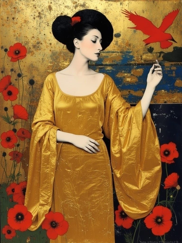 Golden Woman in Ecstatic Bliss, Inspired by Gustav Klimt