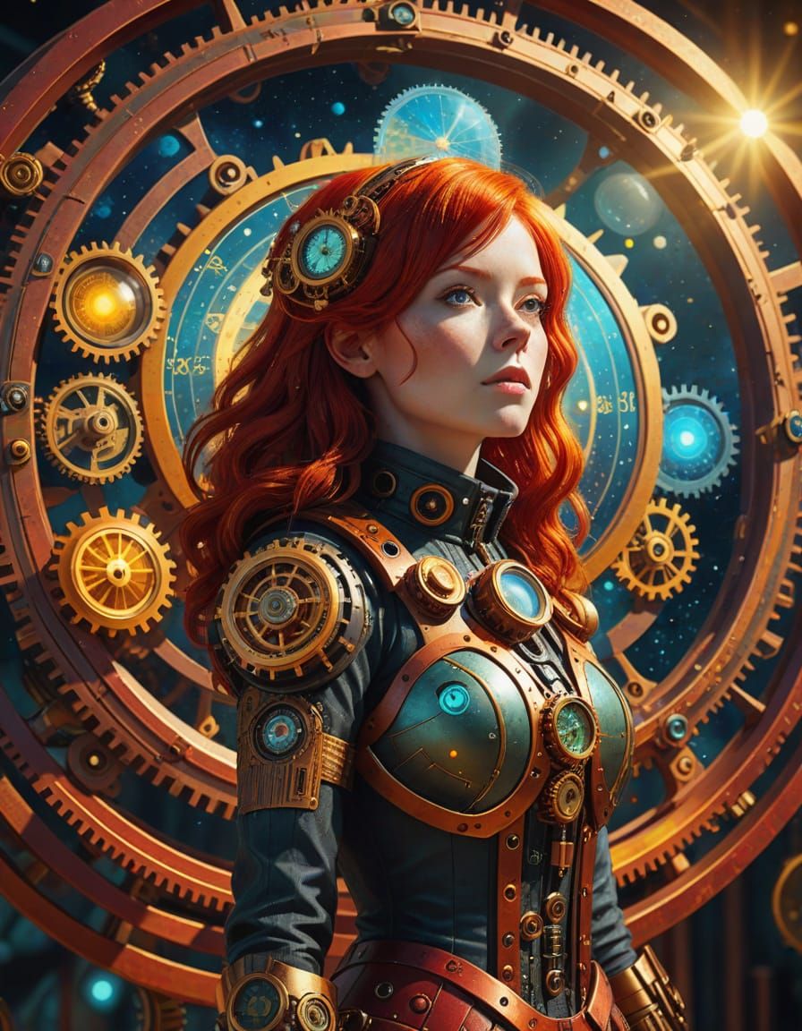 Steampunk Redhead in Clockwork Solar System